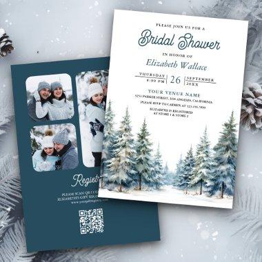 Winter Snow Pine Tree Forest QR Code