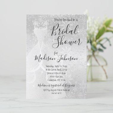 Winter Snowfall Bridal Shower - White Invitations