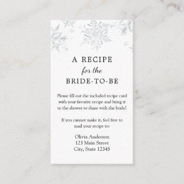 Winter Snowflake Bridal Recipe Request Enclosure Invitations