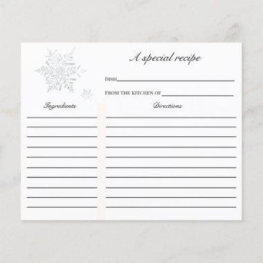 Winter Snowflake Bridal Shower Recipe Invitations