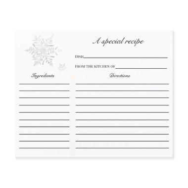 Winter Snowflake Bridal Shower Recipe Invitations