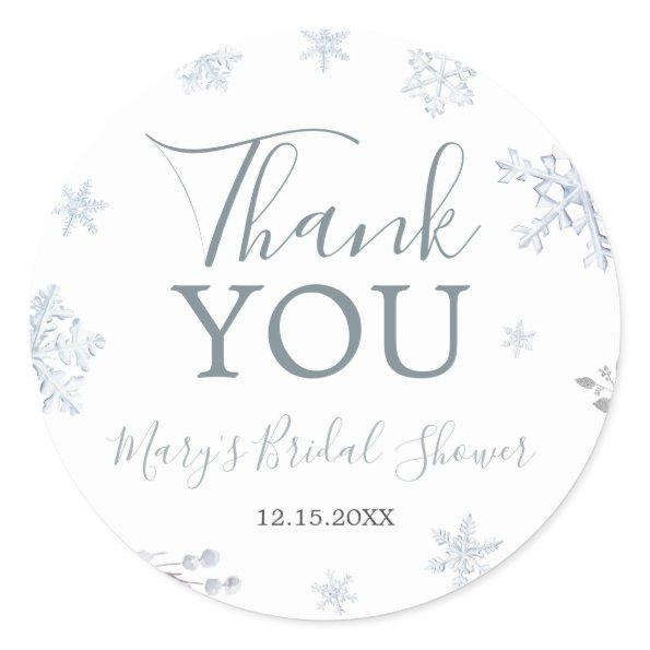Winter Snowflake  Thank You Classic Round Sticker