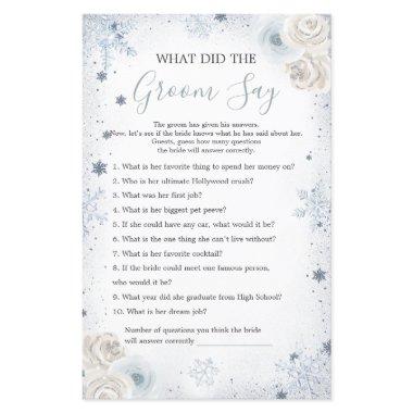 Winter Snowflake  What Groom Say Game