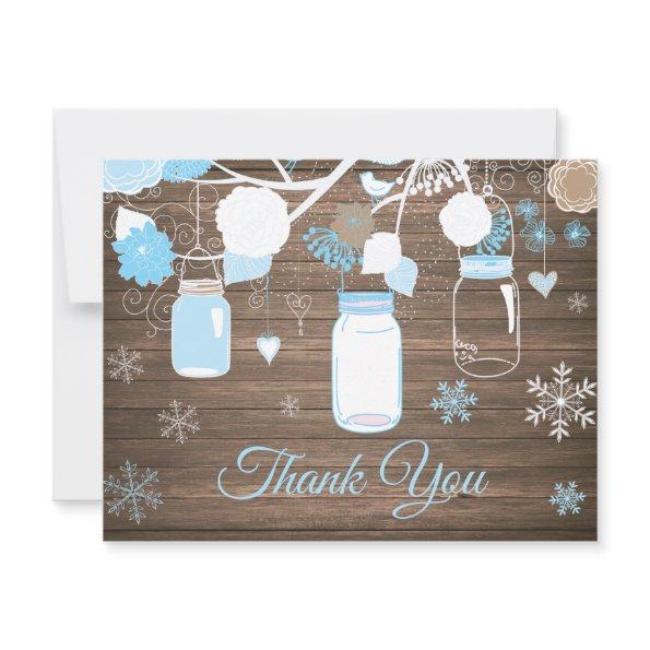 Winter Snowflake Mason Jar Blue Thank You