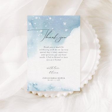 Winter Snowflakes Blue Bridal Shower Thank You Invitations