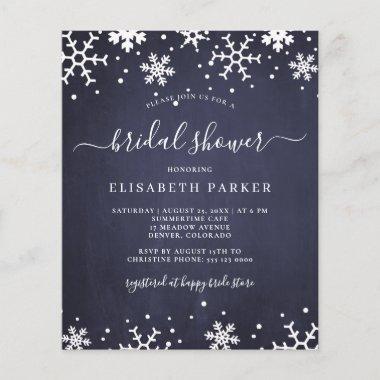 Winter snowflakes budget bridal shower Invitations