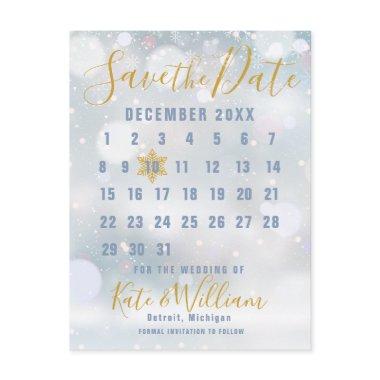 Winter Snowflakes Calendar Save the Date PostInvitations