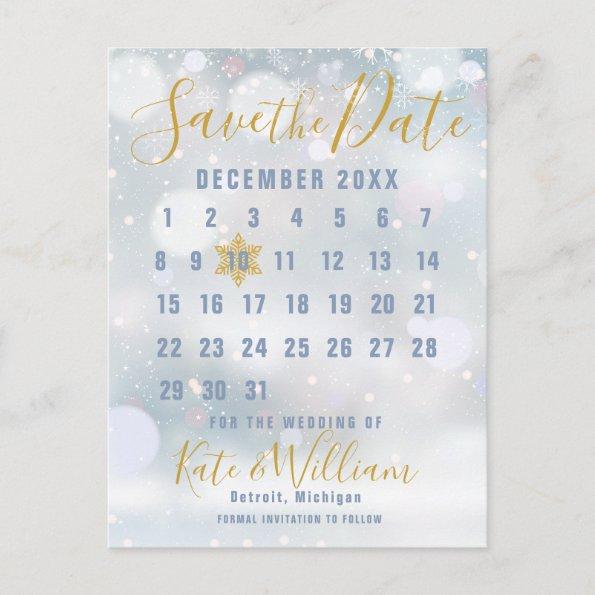 Winter Snowflakes Calendar Save the Date PostInvitations