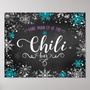 Winter Snowflakes Chili Bar Party Table Sign