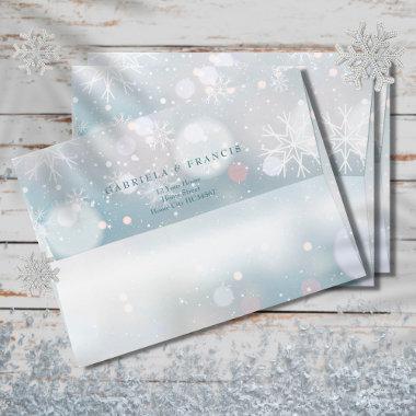 Winter Snowflakes Elegant Script Return Address Envelope