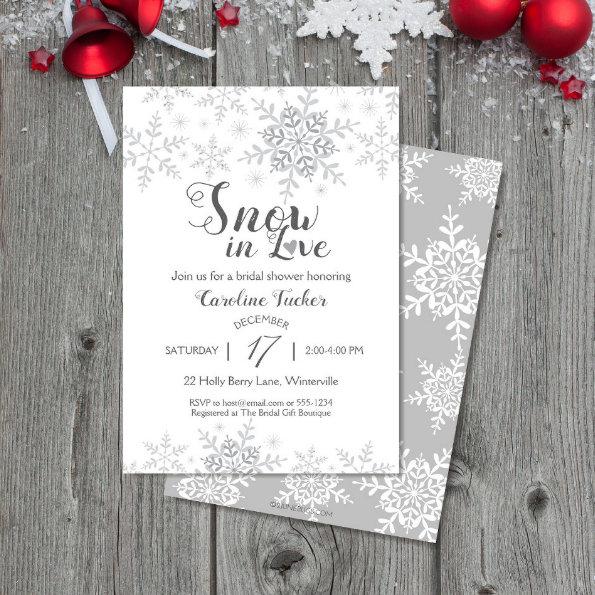 Winter Snowflakes Snow in Love Bridal Shower Invitations