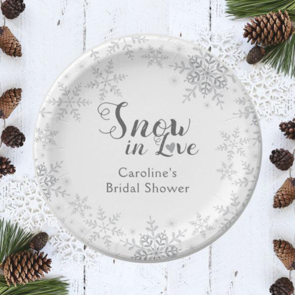 Winter Snowflakes Snow in Love Bridal Shower Paper Plates