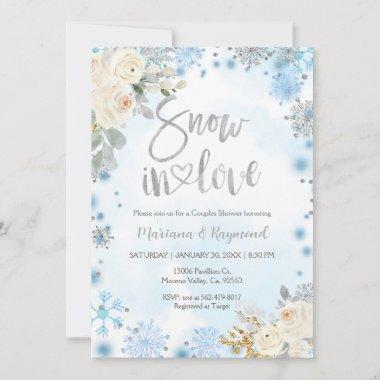 Winter Snowflakes Snow In Love Couples Shower Invitations