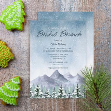 Winter Snowy Mountain Forest Bridal Brunch Invitations