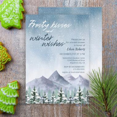 Winter Snowy Mountain Forest Bridal Shower Invitations