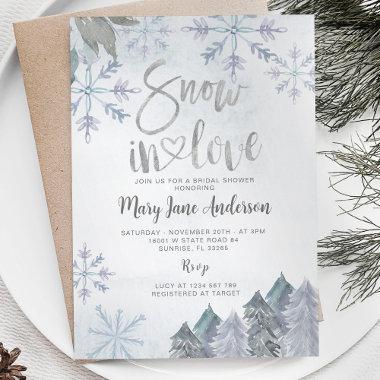 Winter Tree Snowflakes Snow in love Bridal Shower Invitations