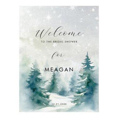 Winter trees holiday bridal shower welcome sign