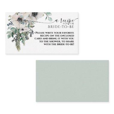 Winter Watercolor Floral Bridal Shower recipe Enclosure Invitations