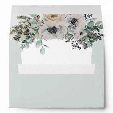 Winter Watercolor Floral Modern Bridal Shower Envelope
