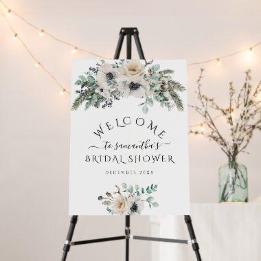 Winter Watercolor Floral Modern Bridal Welcome Foam Board