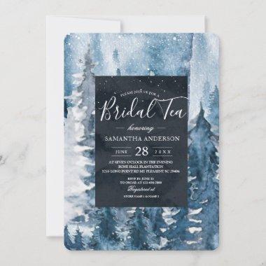 Winter Watercolor Forest & Navy Blue & White Invit Invitations