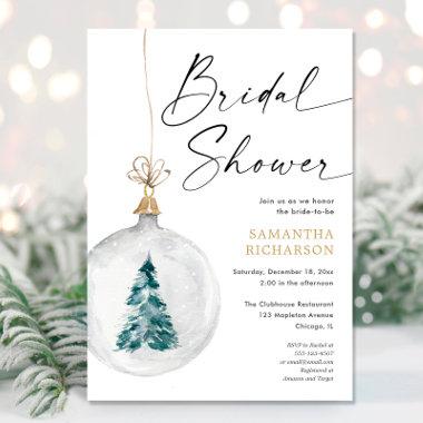 Winter watercolors Christmas bridal shower Invitations