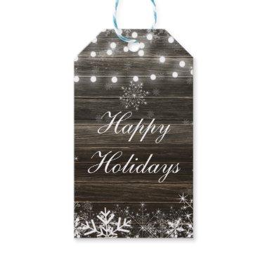 Winter Wedding Lights & Snowflakes Rustic Favor Gift Tags