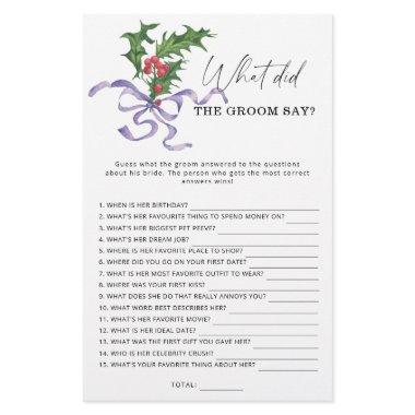 Winter What did the groom say bridal game