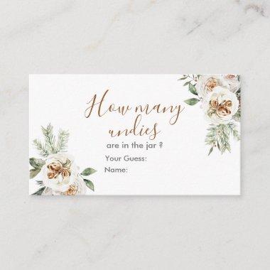 Winter White Floral Bridal Shower How Many Undies Enclosure Invitations