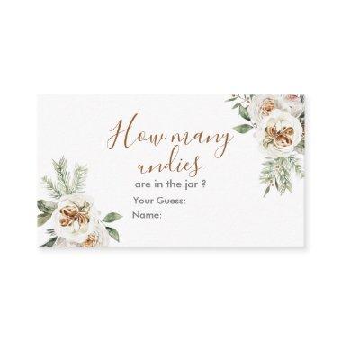 Winter White Floral Bridal Shower How Many Undies Enclosure Invitations