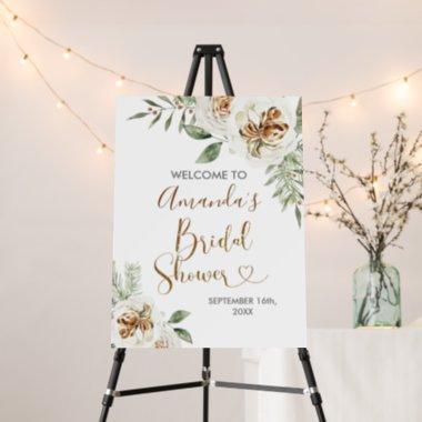 Winter White Floral Bridal Shower Welcome Board