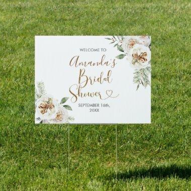 Winter White Floral  Welcome Sign