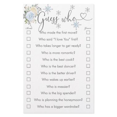 Winter White Floral Snowflake Guess Who Game