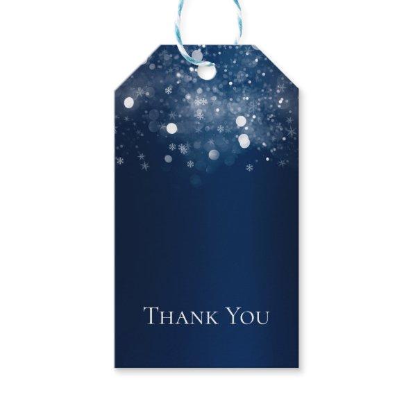 Winter Wonderland Blue Silver Sparkling Lights Gift Tags