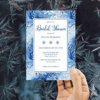 Winter Wonderland Blue Snowflakes Bridal Shower Invitations