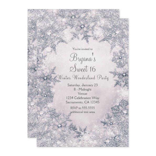 Winter Wonderland Blue White Elegant Snowflakes