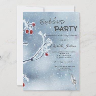 Winter Wonderland Branches Blue Bachelorette Invitations