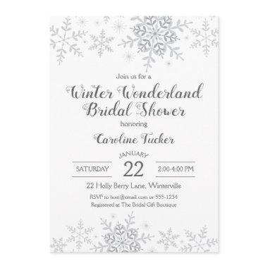 Winter Wonderland Bridal Shower Silver Snowflakes Invitations