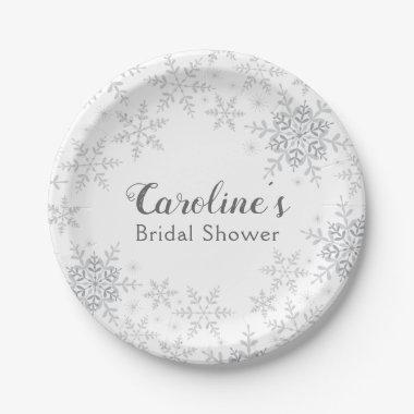 Winter Wonderland Bridal Shower Silver Snowflakes Paper Plates