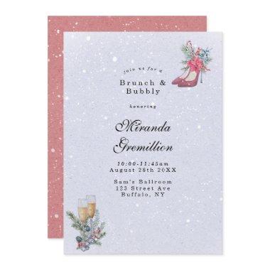 Winter Wonderland Dusty Blue Brunch and Bubbly Invitations