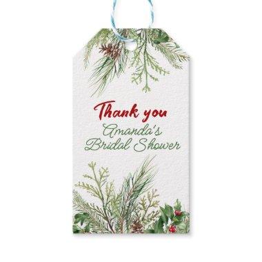 Winter Wonderland Frame Pine Tree Wreath Thank you Gift Tags