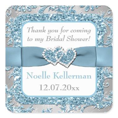 Winter Wonderland, Joined Hearts  Square Sticker