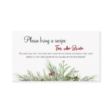 Winter Wonderland Pine Wreath Bridal Shower Recipe Enclosure Invitations