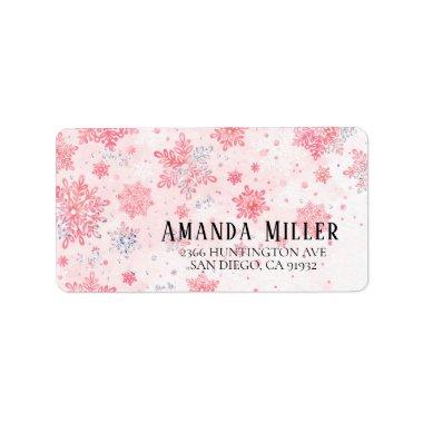 Winter Wonderland Pink Snowflake Return Address Label