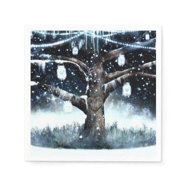 Winter Wonderland Rustic Tree Lights Mason Jars Napkins