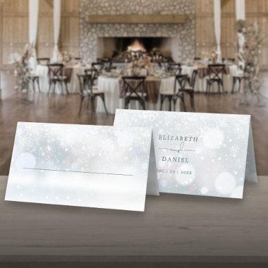 Winter Wonderland Snow Wedding Folded Place Invitations