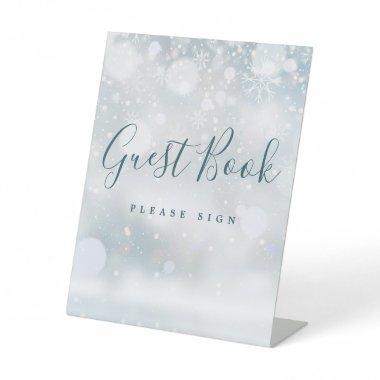 Winter Wonderland Snowflakes Guest Book Pedestal Sign