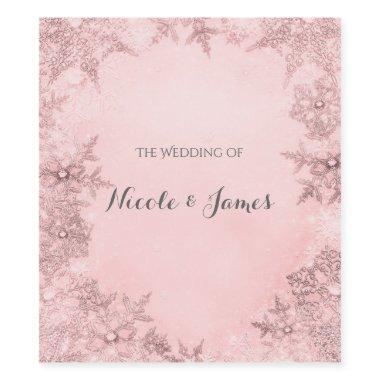 Winter Wonderland Snowflakes Pink Elegant Wine Wine Label