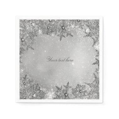 Winter Wonderland Snowflakes Pure Silver Elegant Paper Napkins