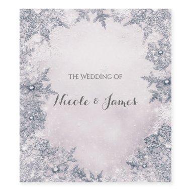 Winter Wonderland Snowflakes White Elegant Wine Wine Label